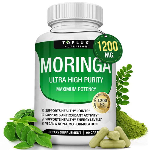 Moringa Capsules - Pure Moringa Powder for Immune, Gut health