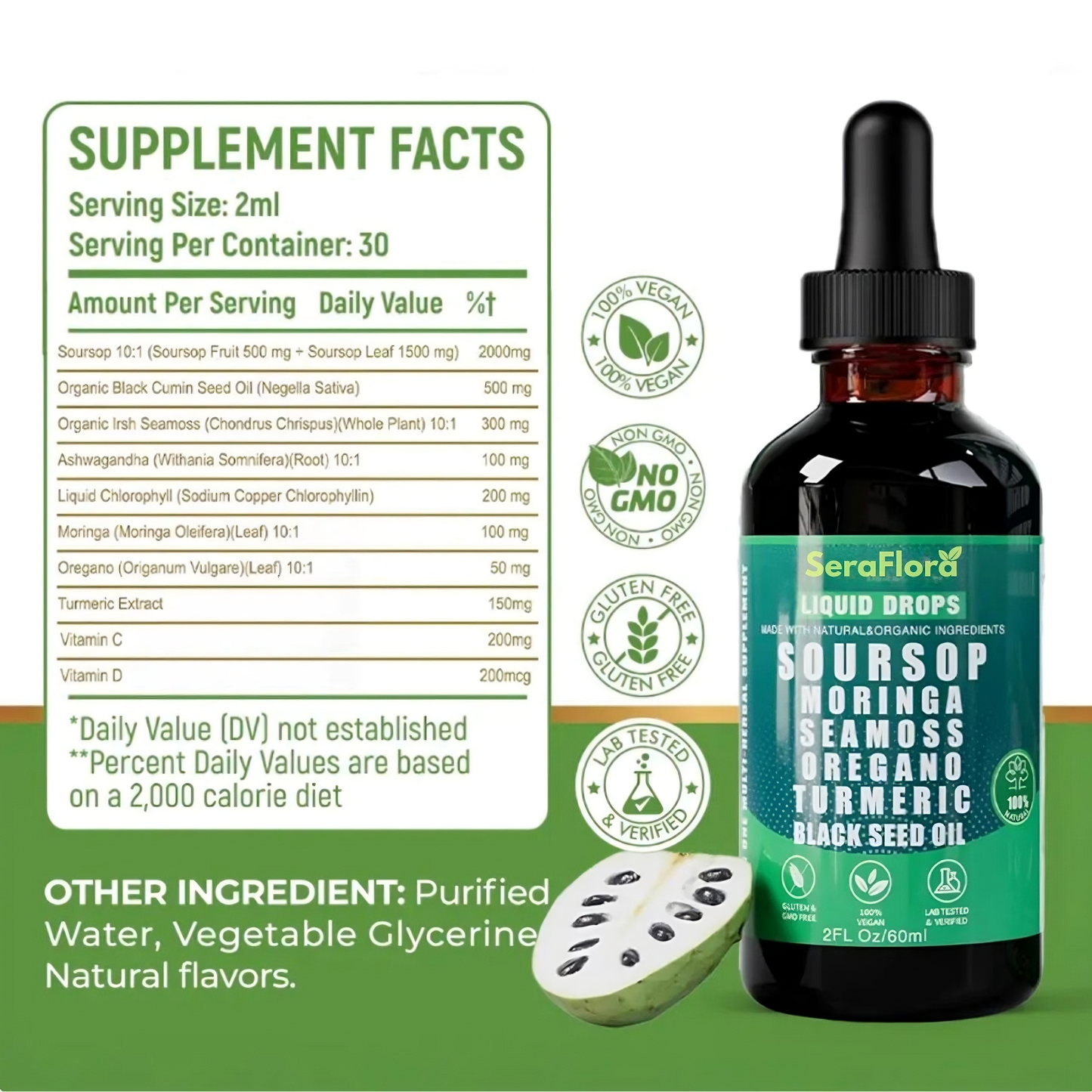 100% Organic 10-in-1 Soursop Extract Drops